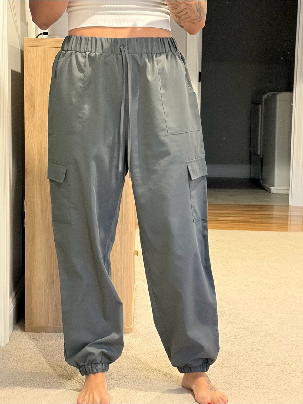 Relaxed Cargo Jogger Pants in Slate Gray - Unbranded
